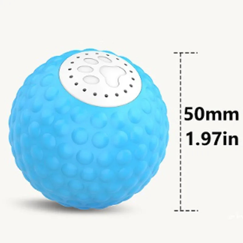 Remote control smart cat ball toy in blue, green, and yellow colours for interactive indoor play
