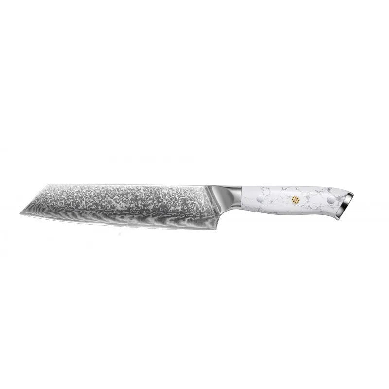 Damascus pattern VG10 steel chef knife with 21cm blade and 11cm wooden handle