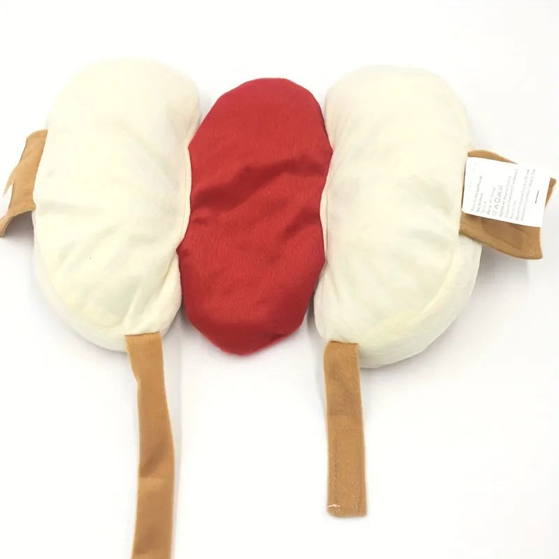 Hot dog costume for small to medium dogs and cats in stuffed design with three size options