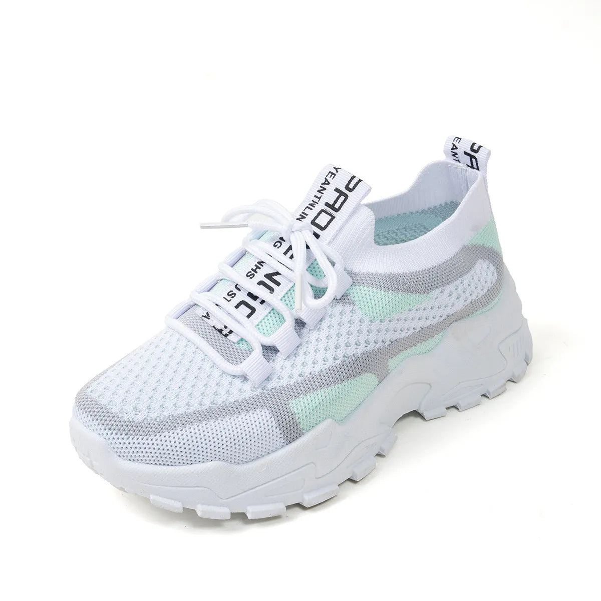 Women's Flyknit lace-up sneakers in a selected colour with a low rubber sole and round toe