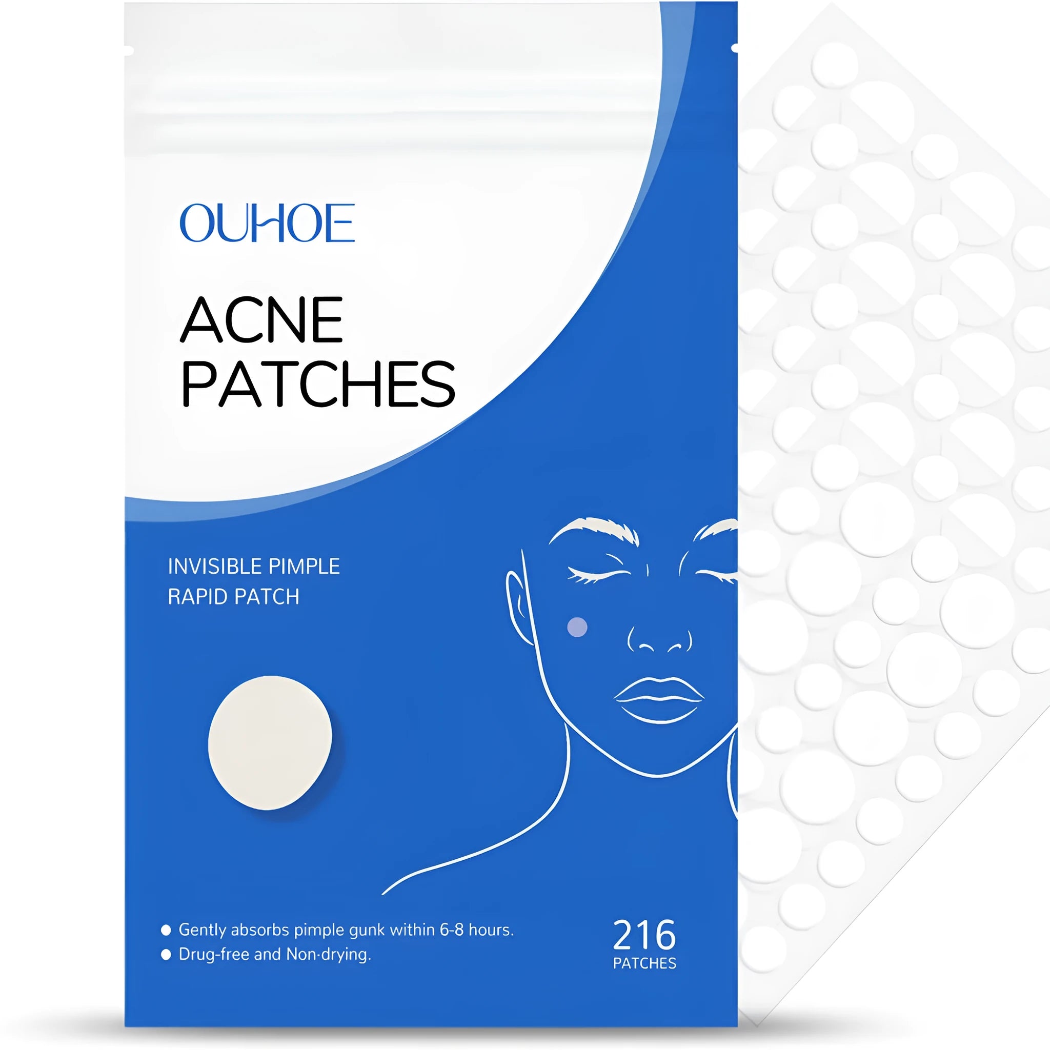 216-piece pack of transparent hydrocolloid acne patches with tea tree oil, vitamin E and salicylic acid for spot treatment