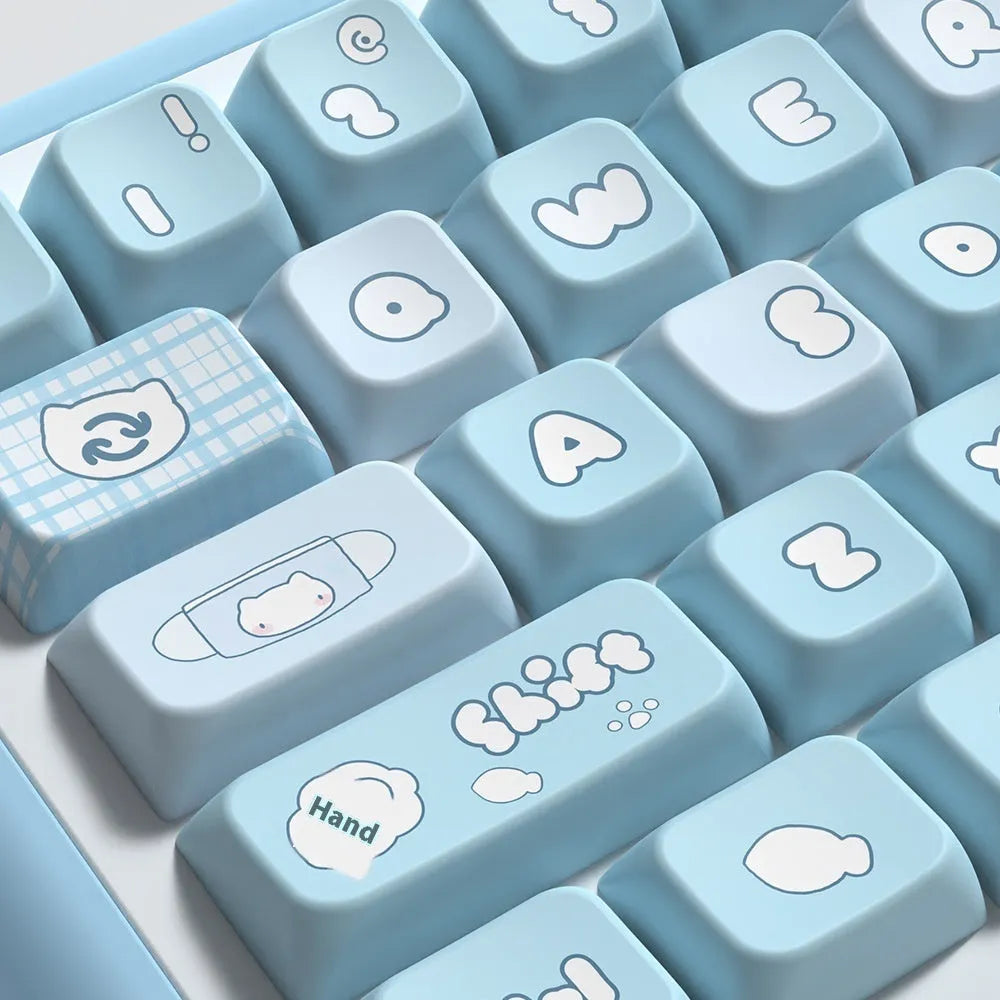 Watercolour kitten design custom keycap set for mechanical keyboards in PTB material