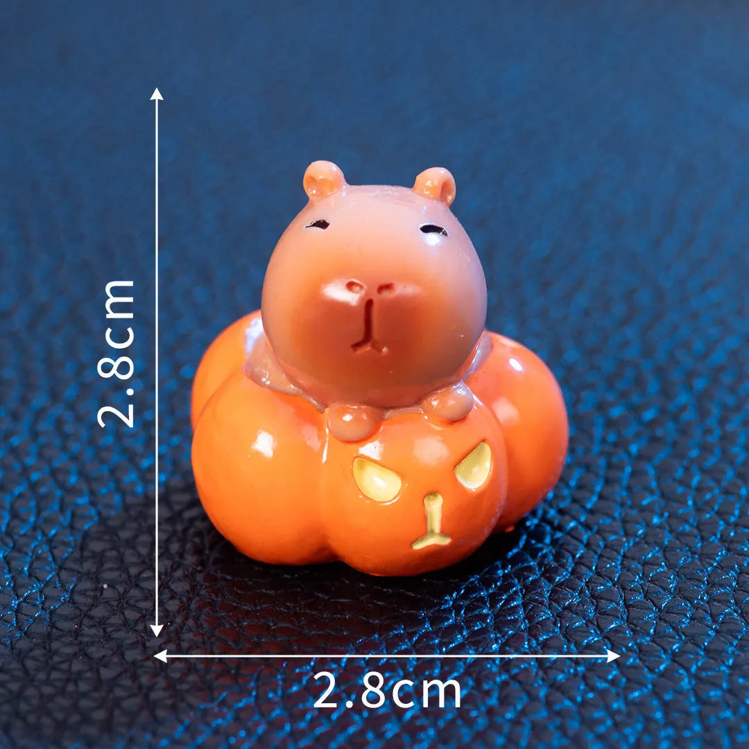 Halloween-themed capybara resin decoration showing one of eight character designs, such as pumpkin or vampire.
