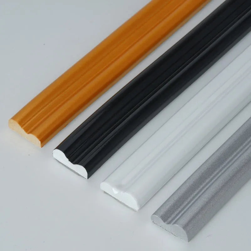 Flexible PVC wall shaping frame with self-adhesive backing shown in four colour options