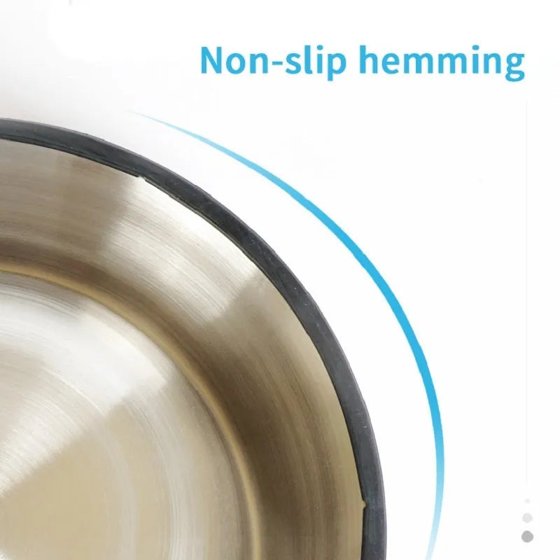 Stainless steel and colourful melamine pet bowl with a non-slip rubber base.