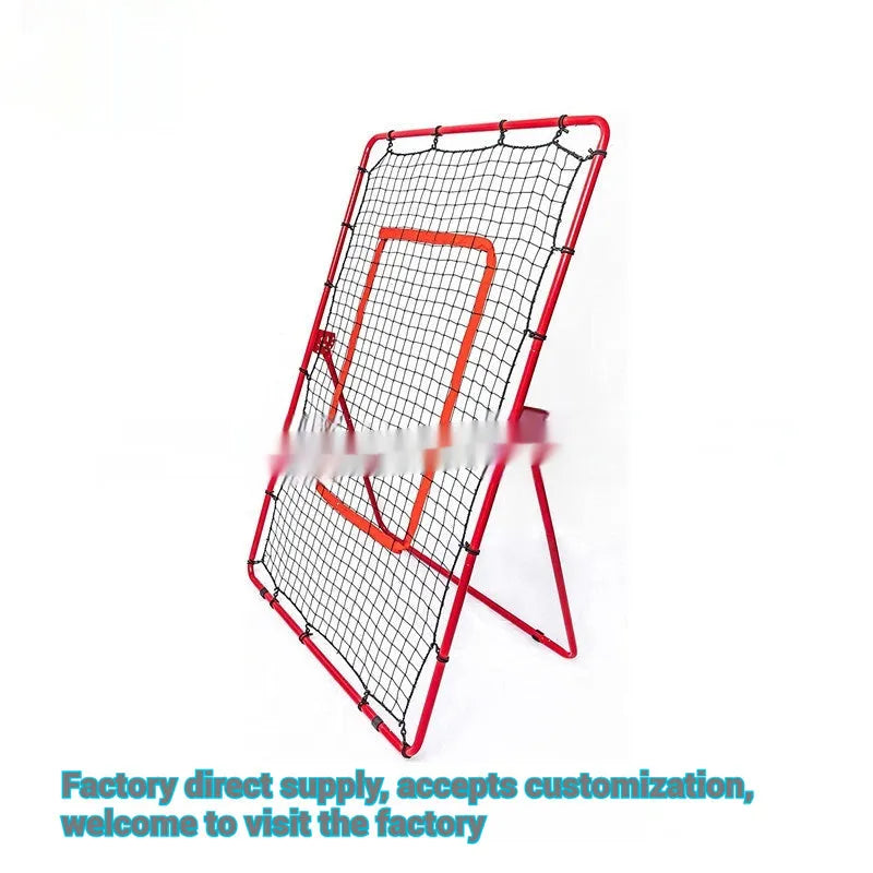 Red portable baseball training net with metal frame in 4x6 feet size