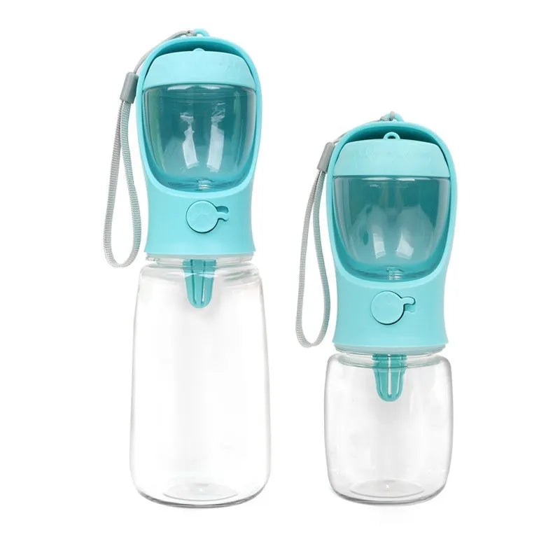 Blue dual-use portable dog drinking cup with two-in-one design for walks and outings
