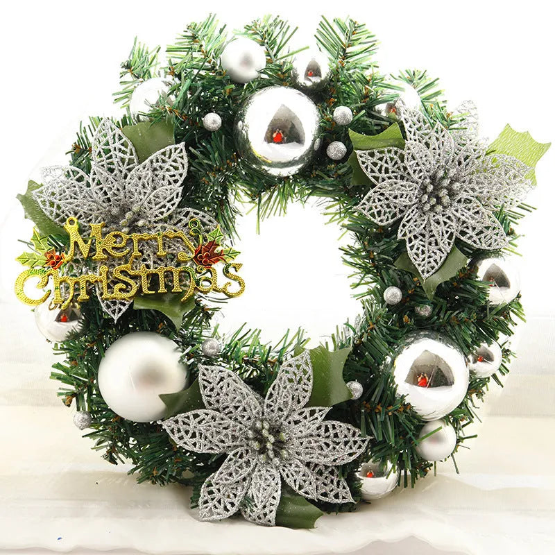 30cm multicolour plastic Christmas wreath in six colour options for festive decoration
