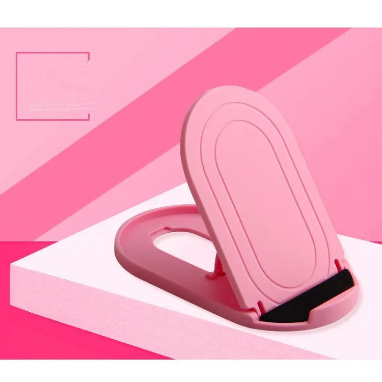 Plastic mobile phone stand with lazy bracket design in six colour options on white background