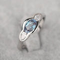 Women's geometric ellipse ring with zircon inlaid detailing in white gold colour