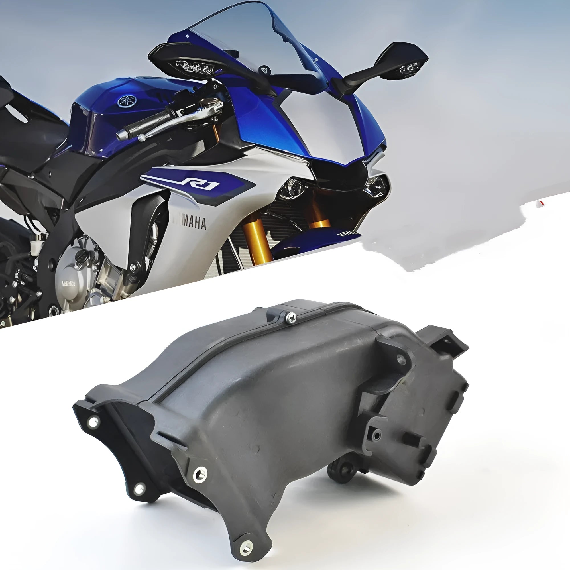 Black motorcycle ventilation pipe breathable intake tube for Yamaha models measuring 280mm x 170mm x 160mm
