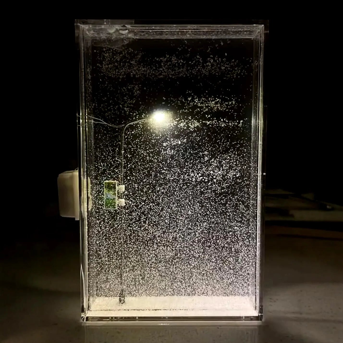 DIY snowy landscape night light with LED snowflake effects for Christmas desktop decoration