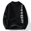 Men's loose fit long sleeve knitted pullover in rabbit fur and polyester, shown in a choice of colours.