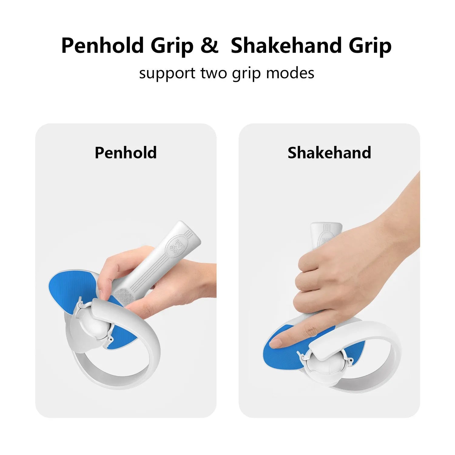 Red and blue silicone hand grip for PICO 4 VR controllers on a grey background.
