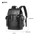 Men's black PU leather backpack large capacity business computer bag with waterproof function