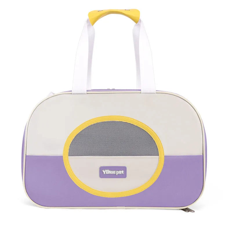 Outdoor portable foldable cat backpack in Oxford cloth, showing large capacity and breathable design.