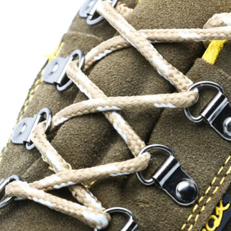 Bronze cowhide steel toe safety shoes with anti-skid sole for workplace protection