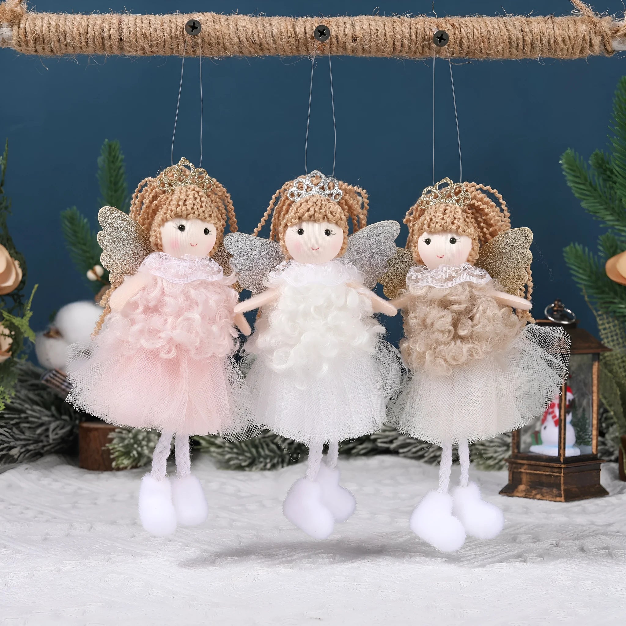 Christmas angel girl pendant high ponytail hair accessory in cloth fabric with cartoon styling