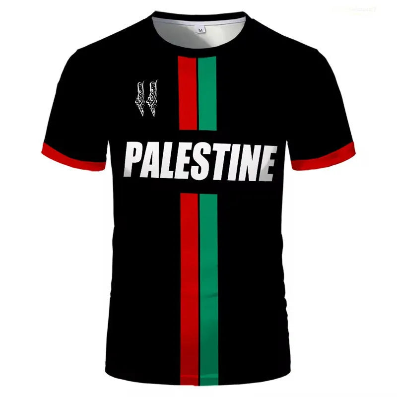 Black 3D printed football t-shirt with stereoscopic pattern design showing street fashion style