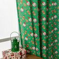 Green Christmas curtain with snowman and angel cartoon print pattern for living room window