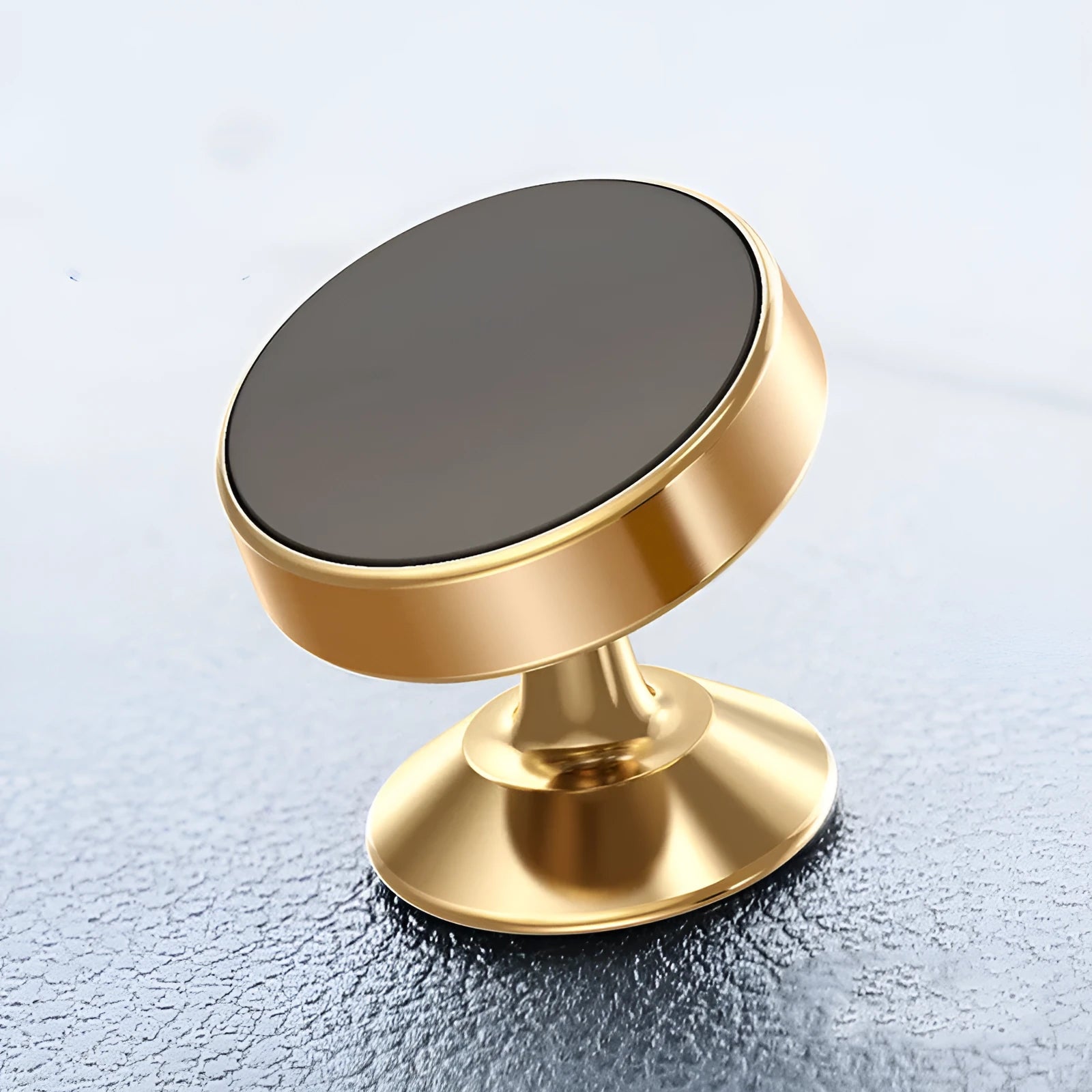 Aluminium alloy magnetic car phone holder in black colour with CD texture surface