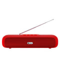 Long strip wireless desktop subwoofer speaker in black, blue, red, or silver grey colour options.
