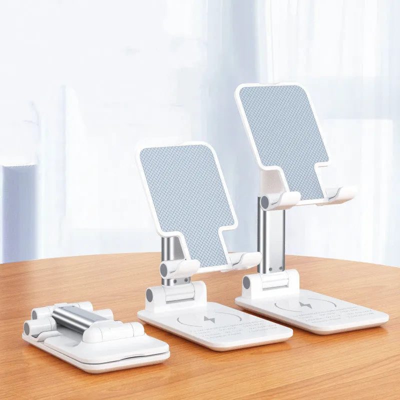 Wireless charging mobile phone holder desktop stand in black or white with 5W/15W options