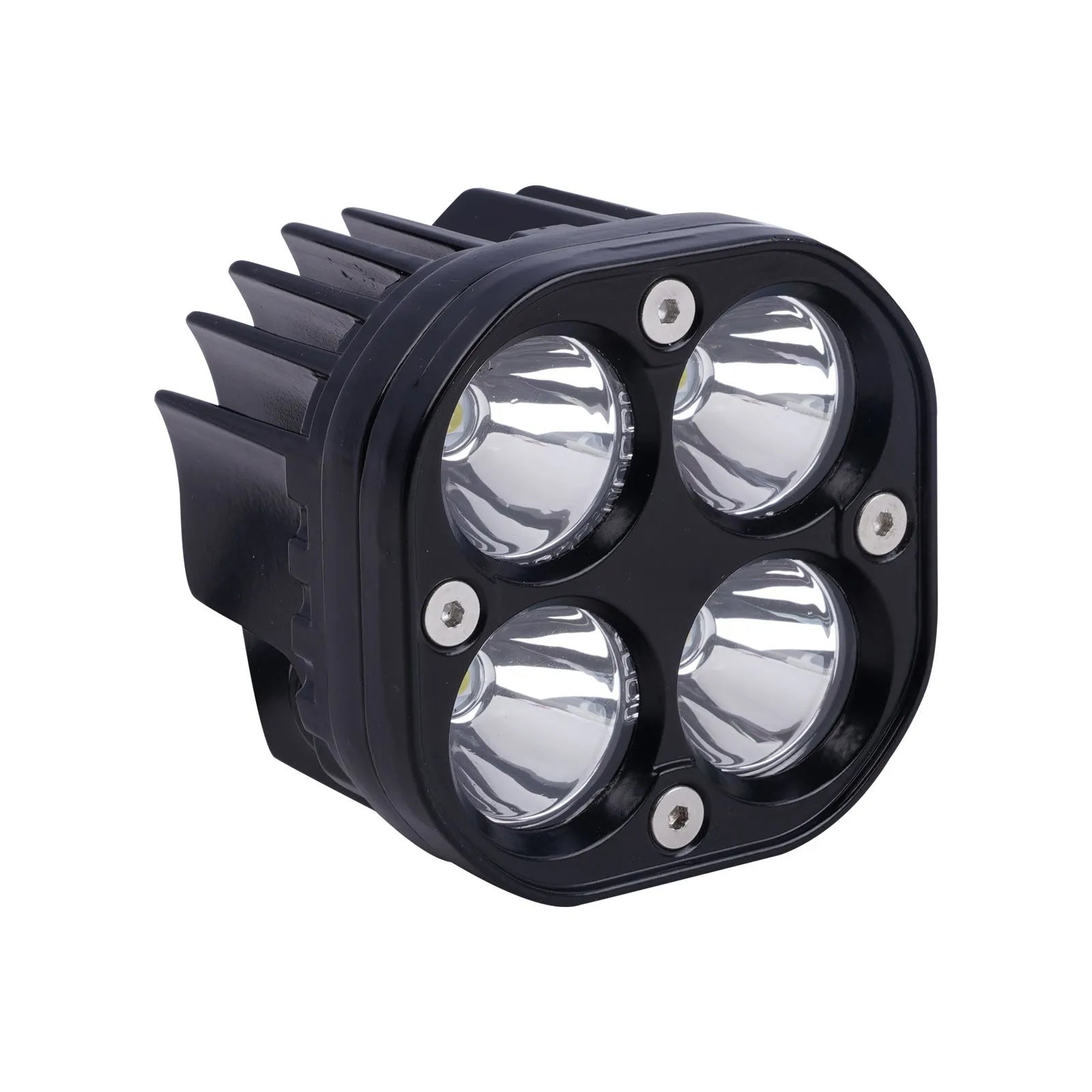 Four-eye vehicle headlight modification kit with aluminium base plate showing white and yellow light options