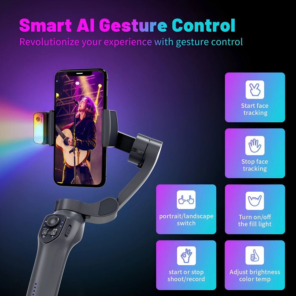 RK series foldable handheld stabiliser head in gun colour with USB charging port