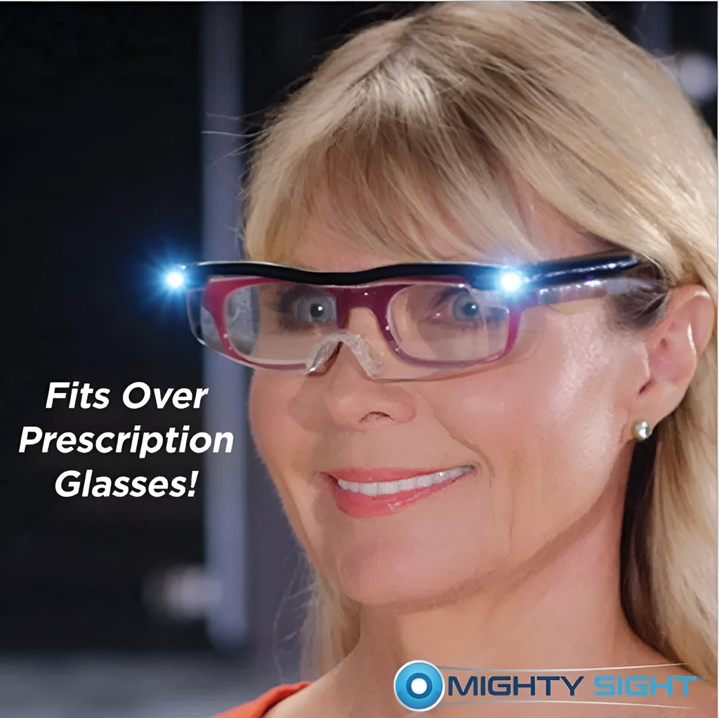 Transparent black USB LED reading glasses with integrated light