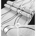 Curved stripe 3D background wallpaper textured surface in deerskin velvet non-woven fabric