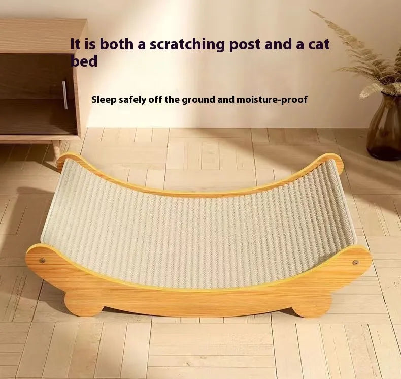 Sisal cat scratch board with woven blanket surface in pastoral style design