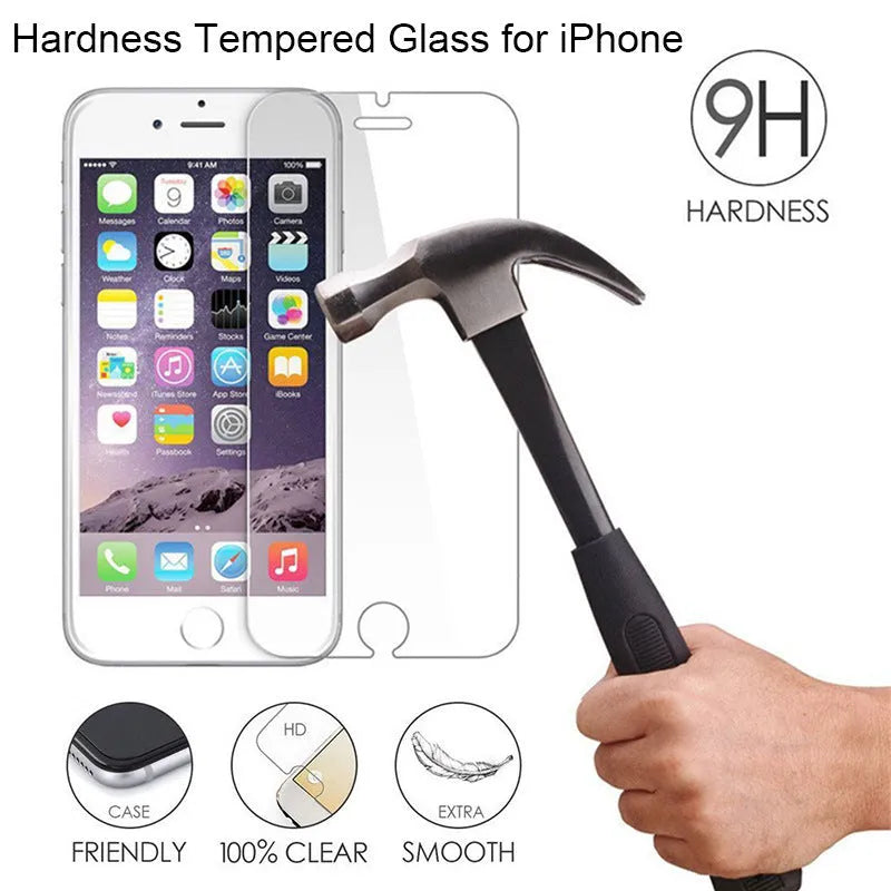 Transparent tempered glass screen protector for iPhone with anti-fingerprint surface