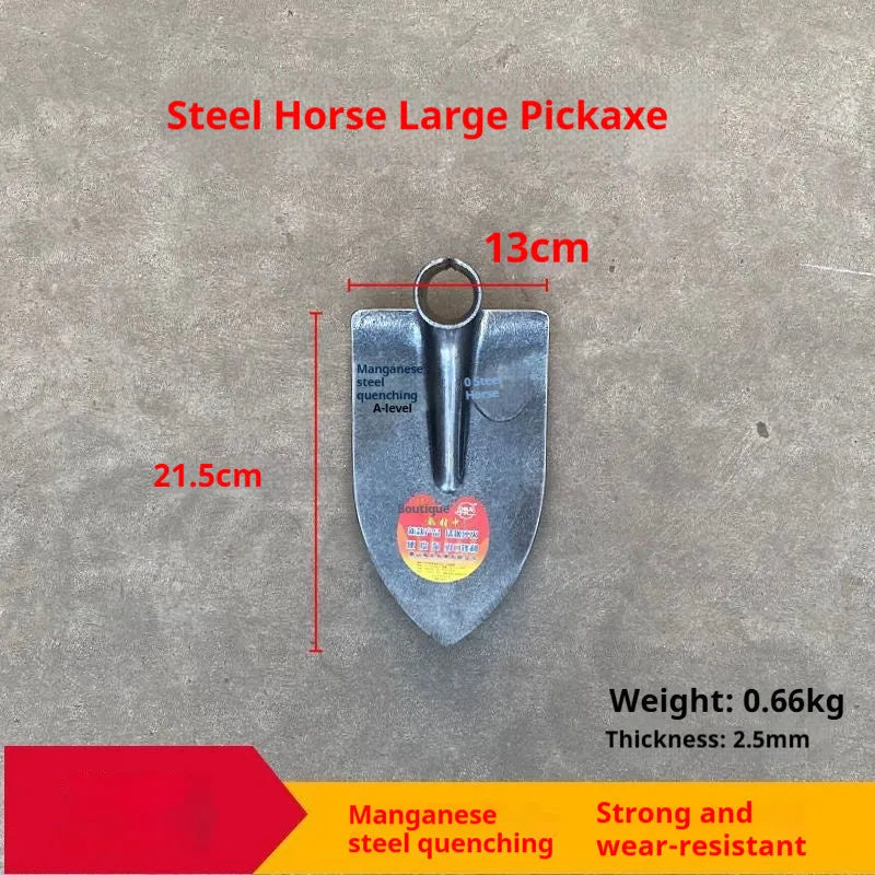 Agricultural pointed hoe tool with manganese steel construction for weeding and ploughing