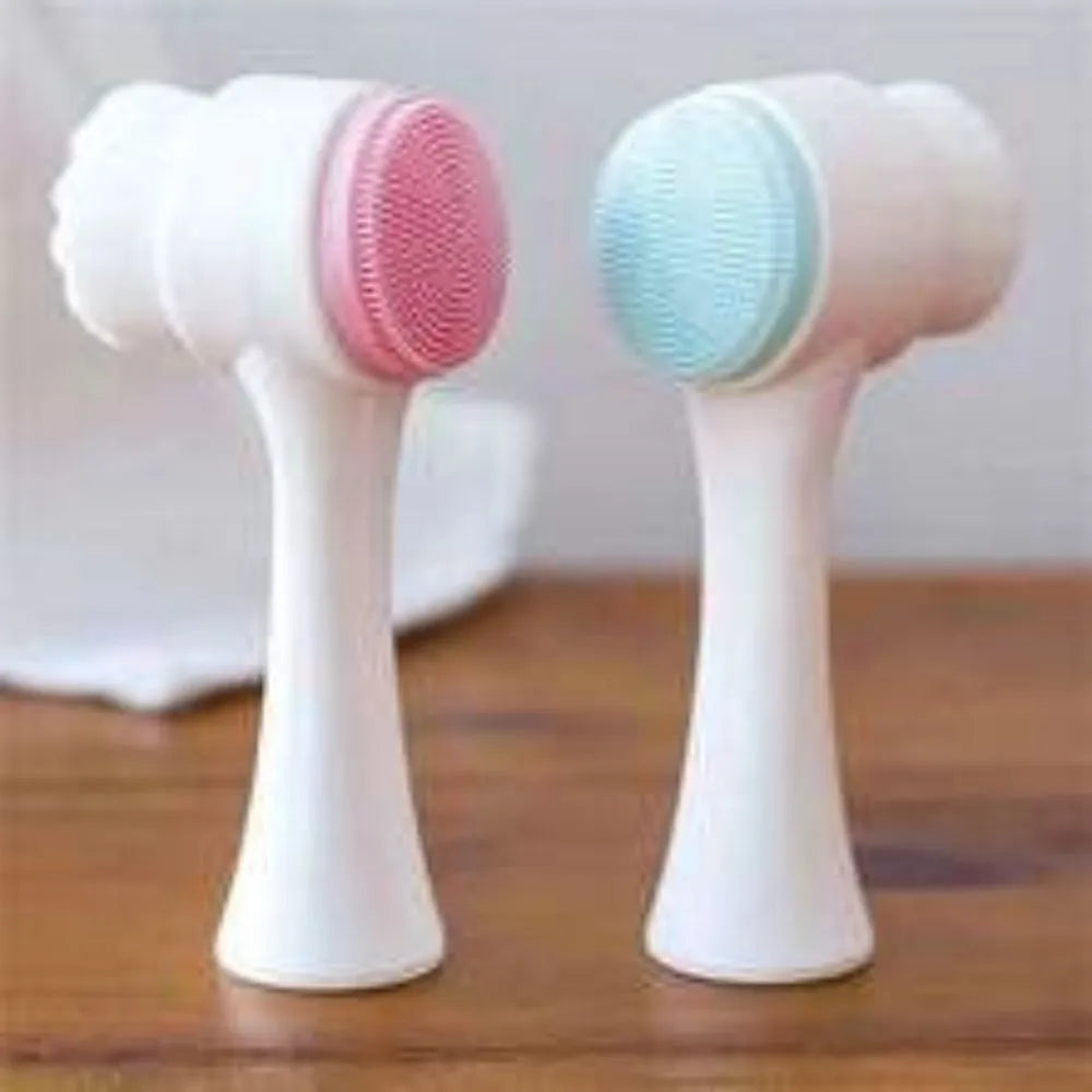 Blue nylon bristle pet paw brush for dog and cat grooming on white background