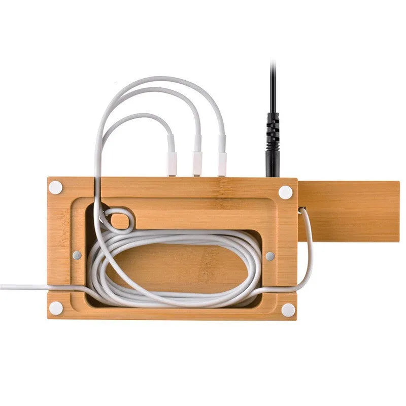 Natural bamboo multifunctional charging dock with Apple Watch cutout and AirPods hole