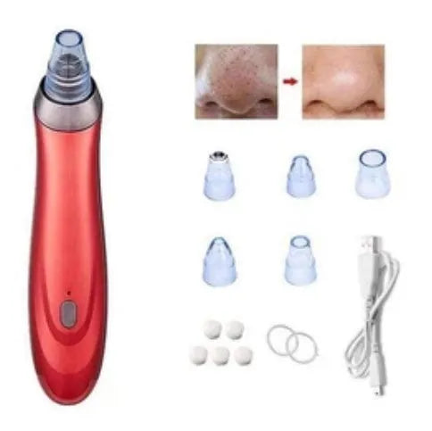 Electric blackhead remover device with multiple nozzle tips for facial pore cleaning