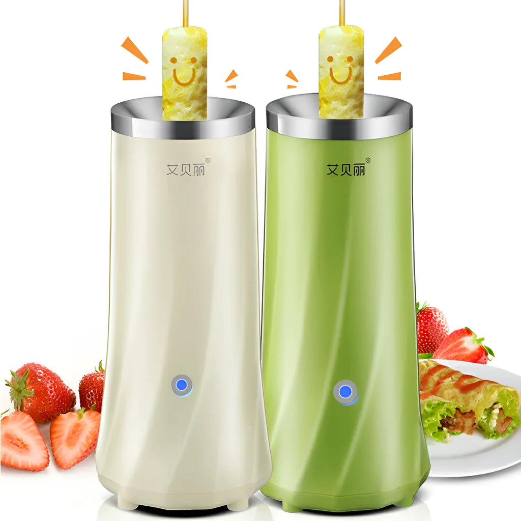 Mini breakfast machine in beige or green colour with compact automatic design