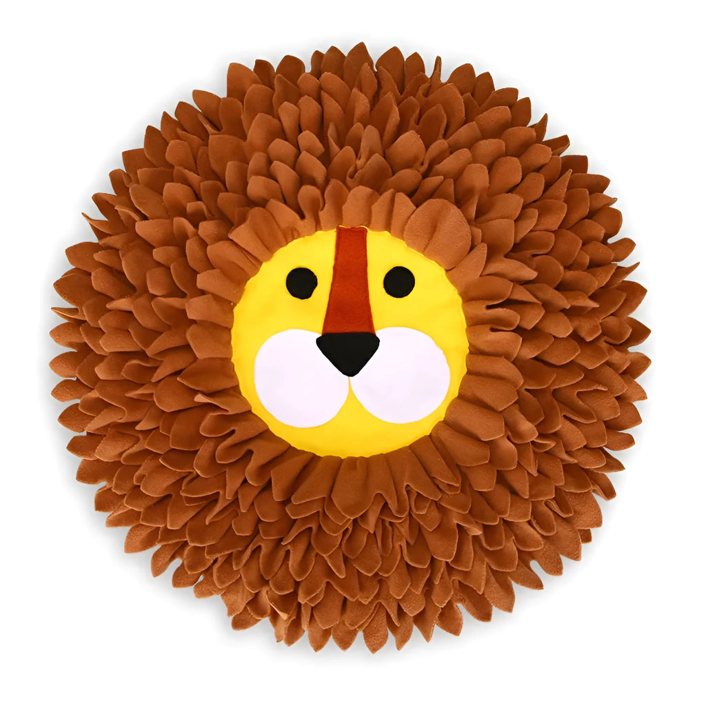 Brown Lion Sniffing Pad blanket for dogs and cats with textured Yizhiwen surface for hiding food.