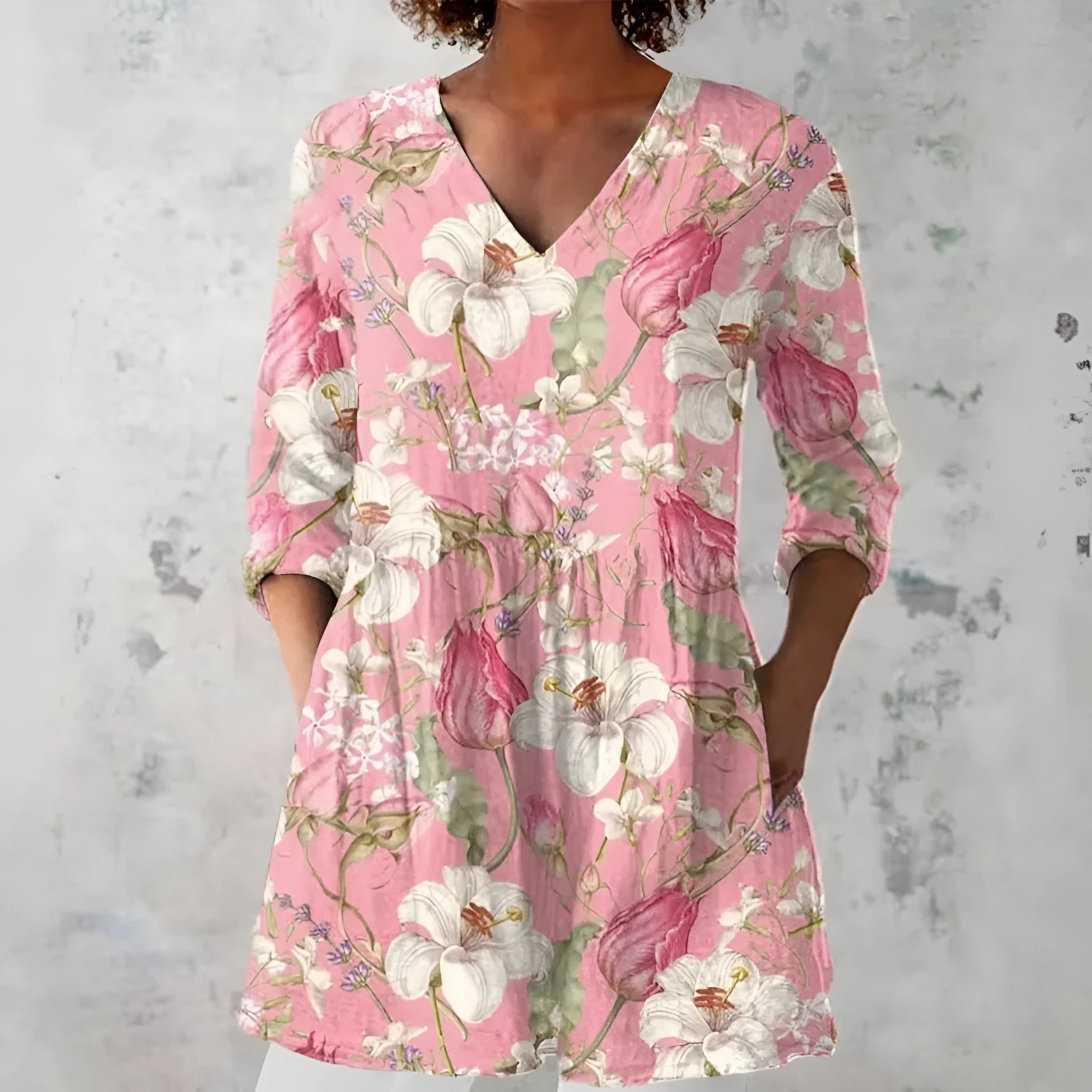 Women's retro-style slim fit printed long-sleeved top in a selection of colours.