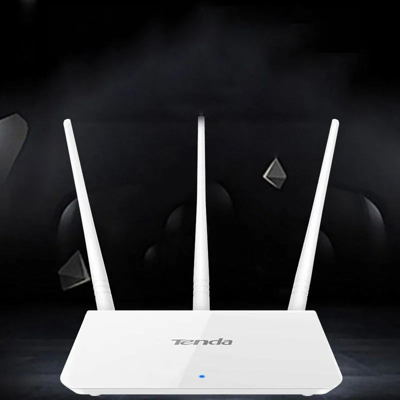 White dual-band wireless router with 2.4GHz and 5GHz frequency support for broadband internet connections