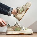 Canvas casual flat shoes in Milan green colour with round toe design