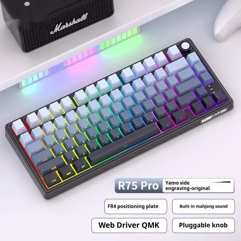 Wireless mechanical keyboard with Bluetooth connectivity showing multiple colour and switch options
