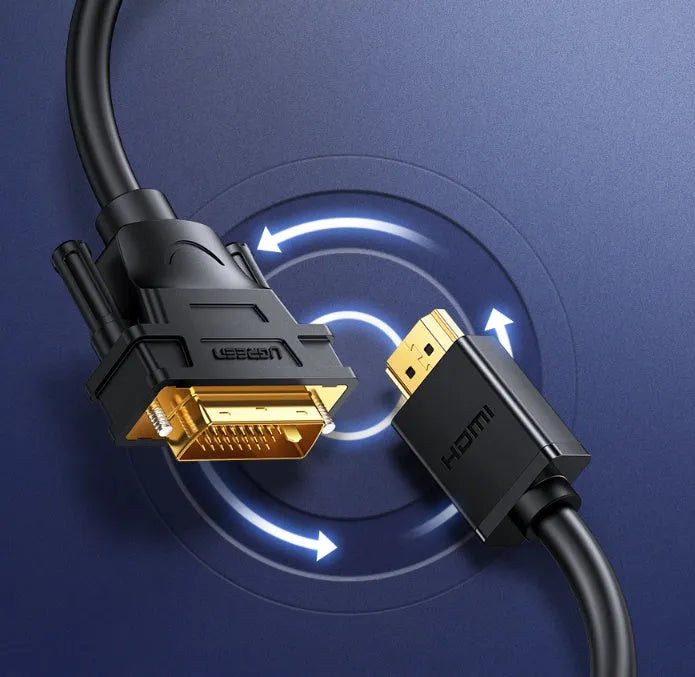 HDMI to HDMI adapter cable with rotatable connectors for laptop to display connection