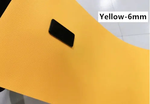Red EVA fitness yoga mat showing its texture, with a 4mm thickness edge visible.