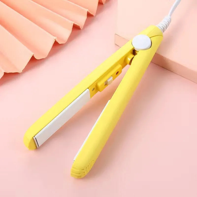 Mini hairdressing splint hair straightener in chosen colour with storage box and clip for bangs styling