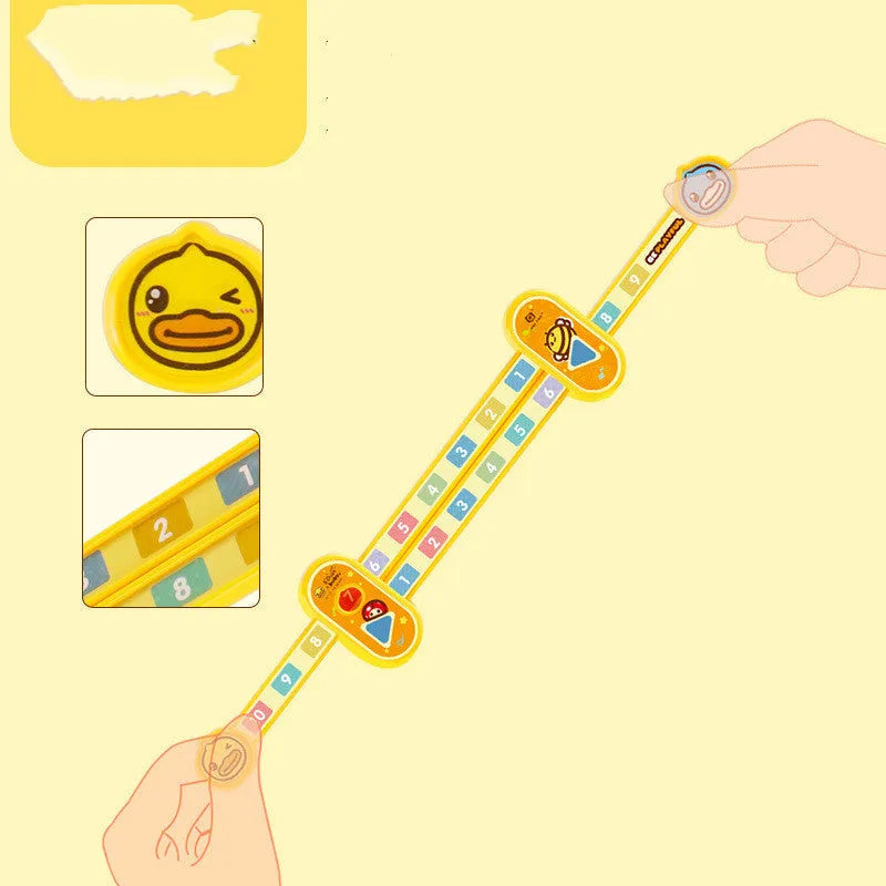 Yellow plastic educational ruler showing number decomposition for children's maths learning