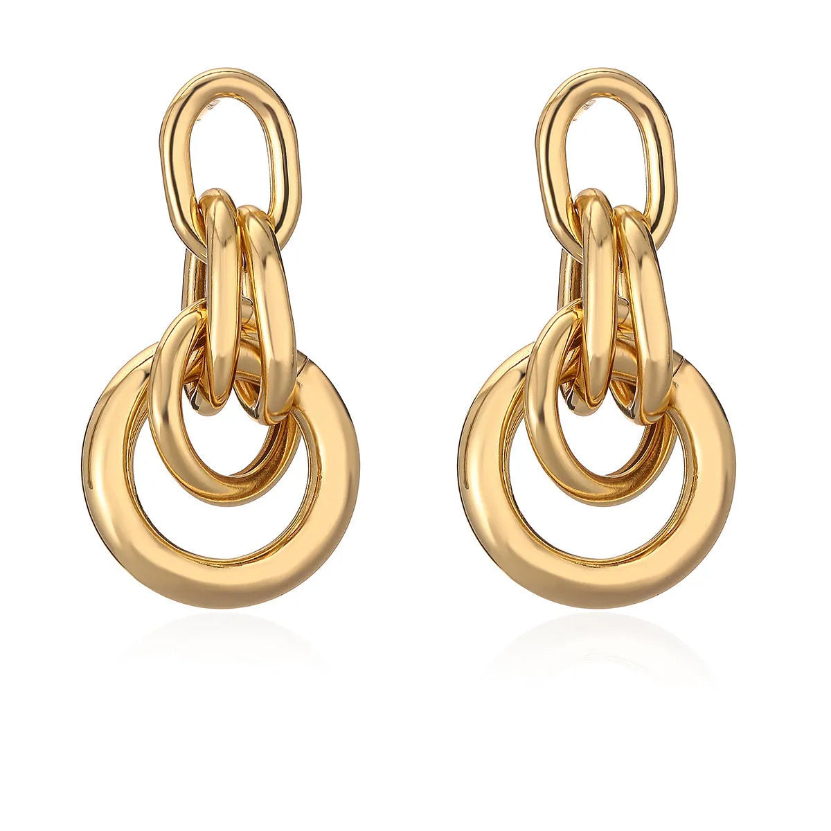 Gold geometric copper earrings with irregular shape and simple pierced design