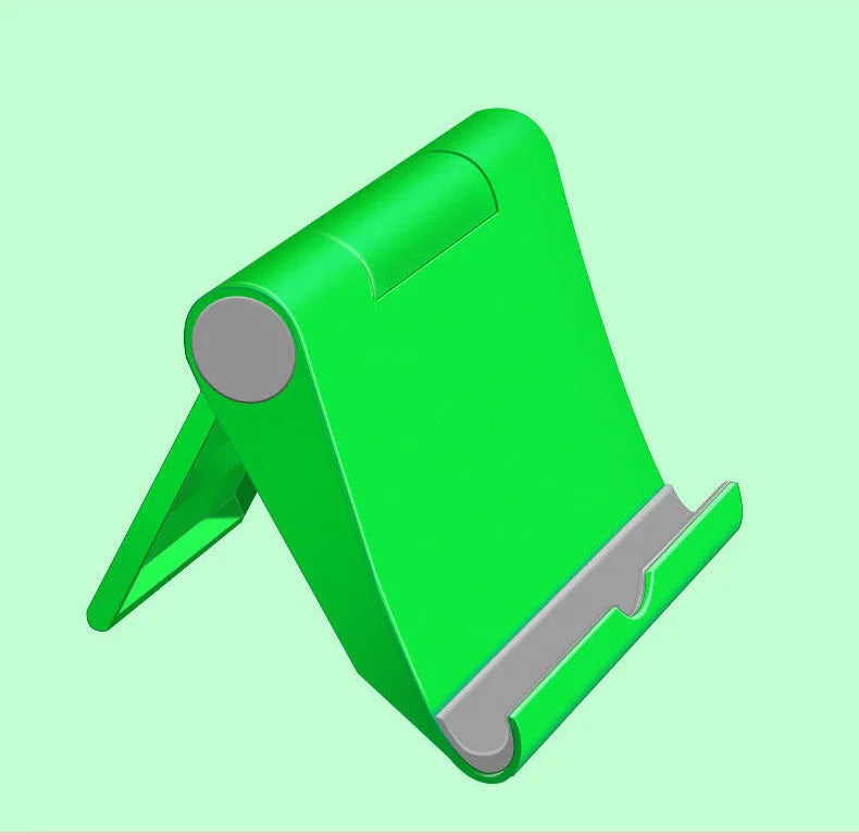PE folding mobile phone stand in multiple colours showing multi-angle adjustment for tablets and smartphones