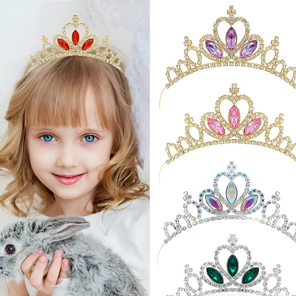 Girl's alloy princess crown with electroplated finish and crystal diamond decorations